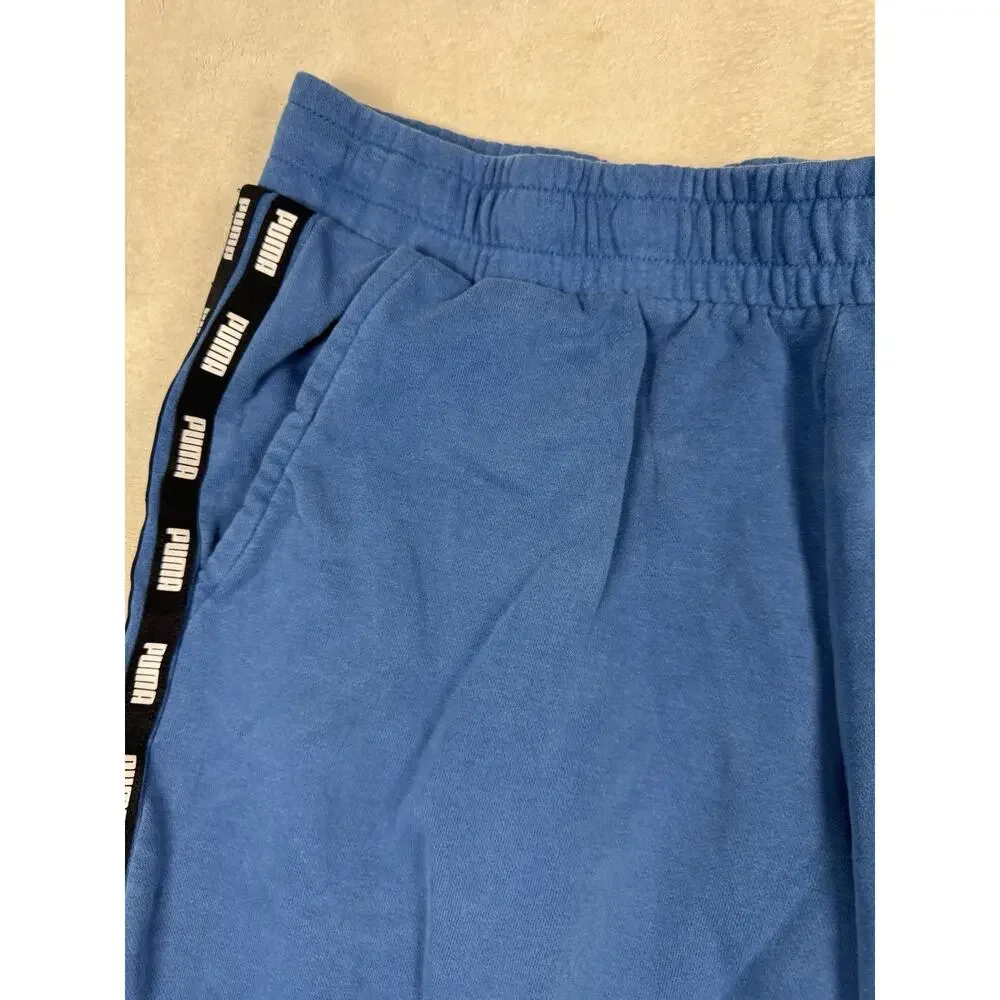 Puma Men’s Blue Fleece Shorts Logo Tape Side XL Athletic Lounge Sweat Shorts